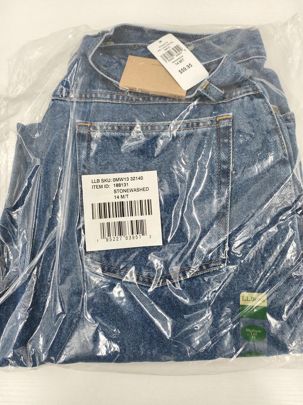 L.L. Bean Jeans Womens 14 Tall Blue Stonewashed Straight Relaxed Fit Denim
